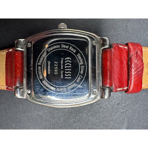 Vintage ECCLISSI Sterling Silver Watch MOP Dial with Maroon Leather Strap 22590 main image 10
